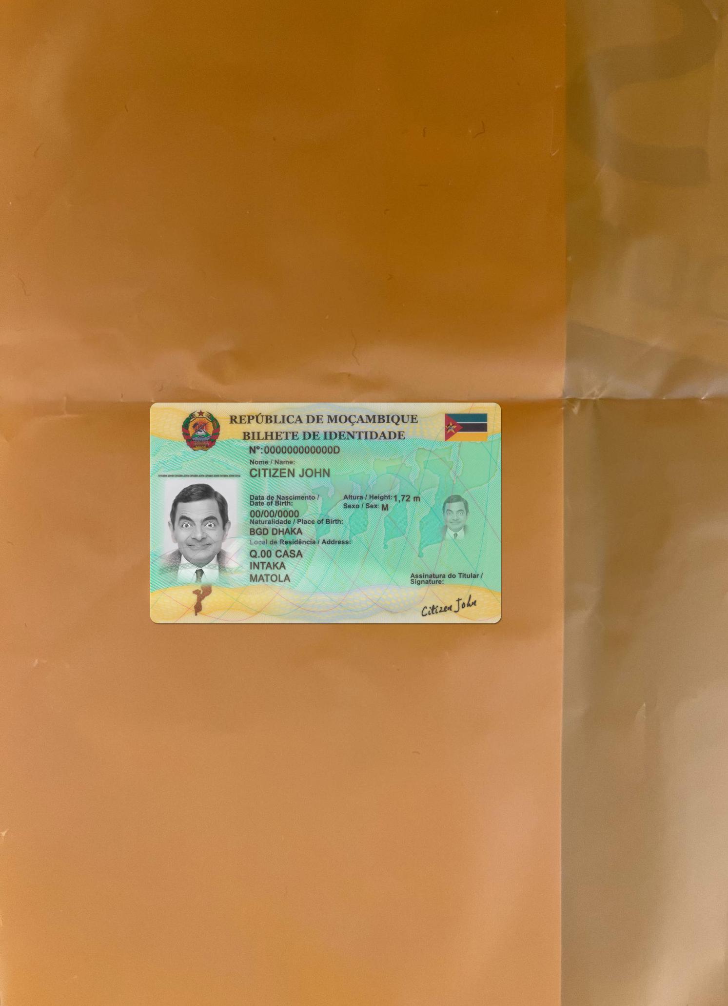 Blank Mozambique ID version 2 photolook template